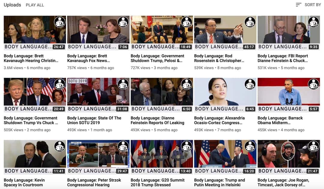 YouTube channel body language